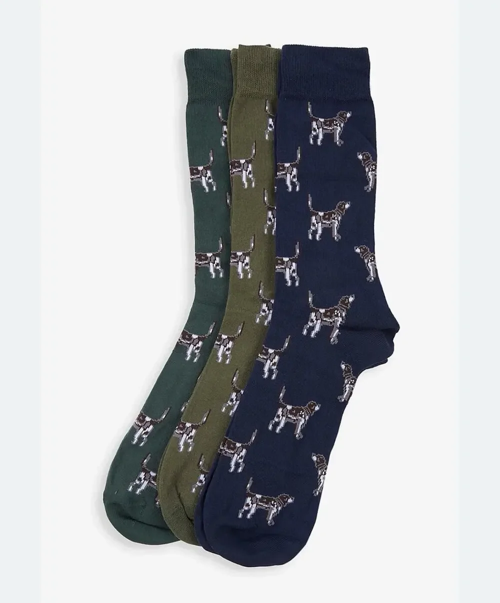 Barbour Men’s Sock Gift Set- Pointer Dog Socks Size L 7.5-11.5